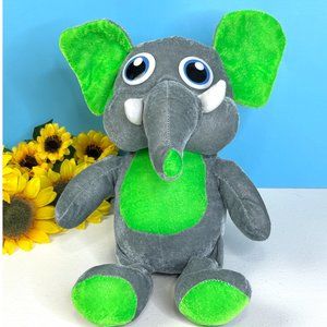RARE Vintage Peek-A-Boo Toys Gray & Green Elephant‎ 14" Plush Stuffed Animal Toy